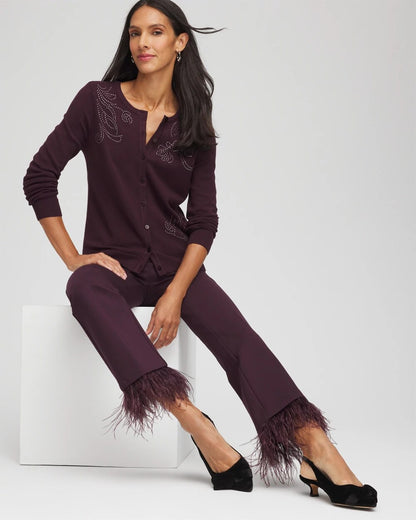 Chico's Women | Juliet Feathered Flared Cropped Pants NIGHT BLOOM