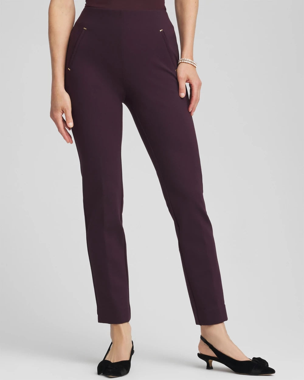 Chico's Women | Juliet Slim Trim Detail Ankle Pants NIGHT BLOOM