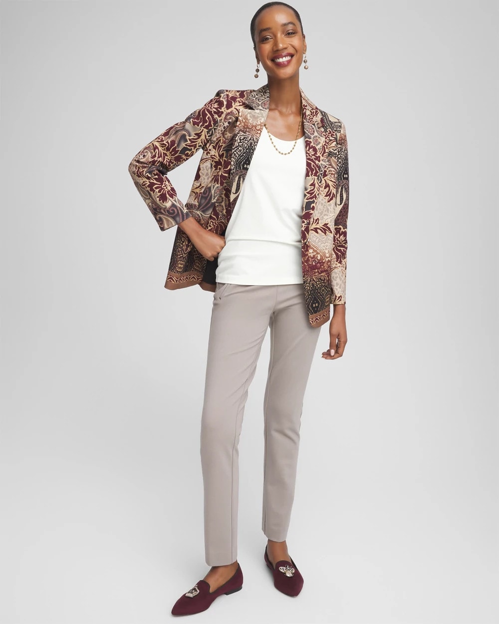 Chico's Women | Juliet Slim Trim Detail Ankle Pants ROCKY MOUNTAIN
