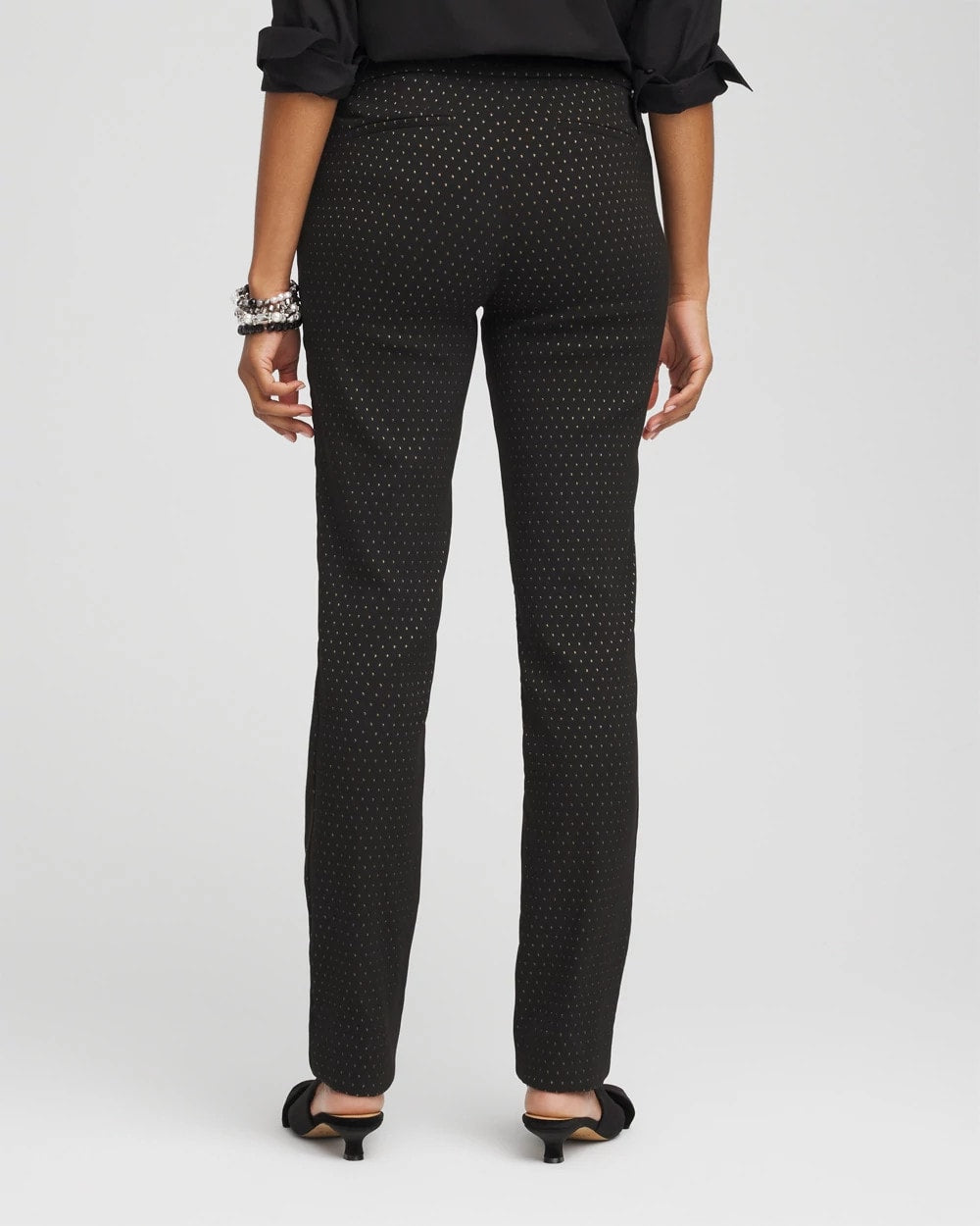 Chico's Women | Brigitte™ Slim Full-Length Jacquard Pants BLACK