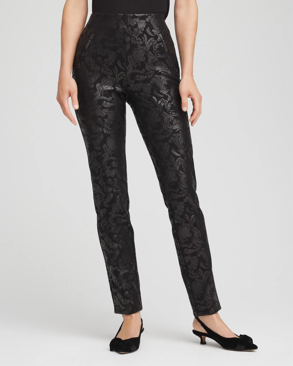 Chico's Women | Juliet Foiled Slim Ponte Pants BLACK