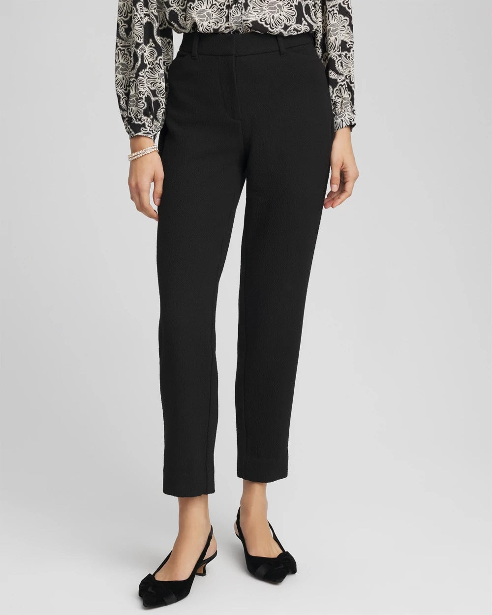 Chico's Women | Matelassé Slim Tapered Ankle Pants BLACK