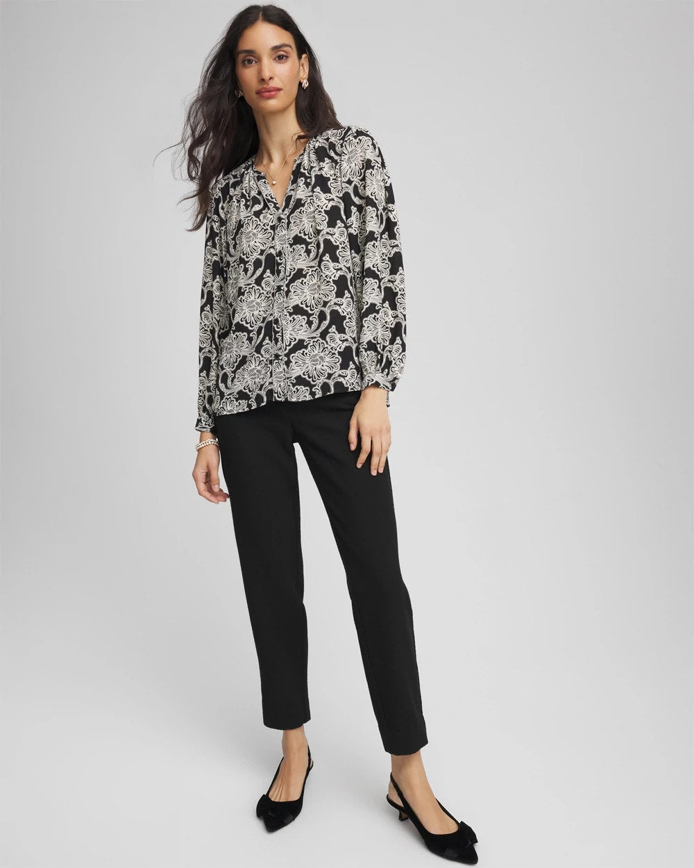 Chico's Women | Matelassé Slim Tapered Ankle Pants BLACK