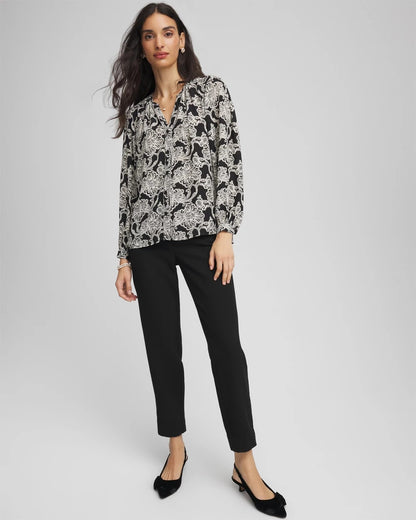 Chico's Women | Matelassé Slim Tapered Ankle Pants BLACK