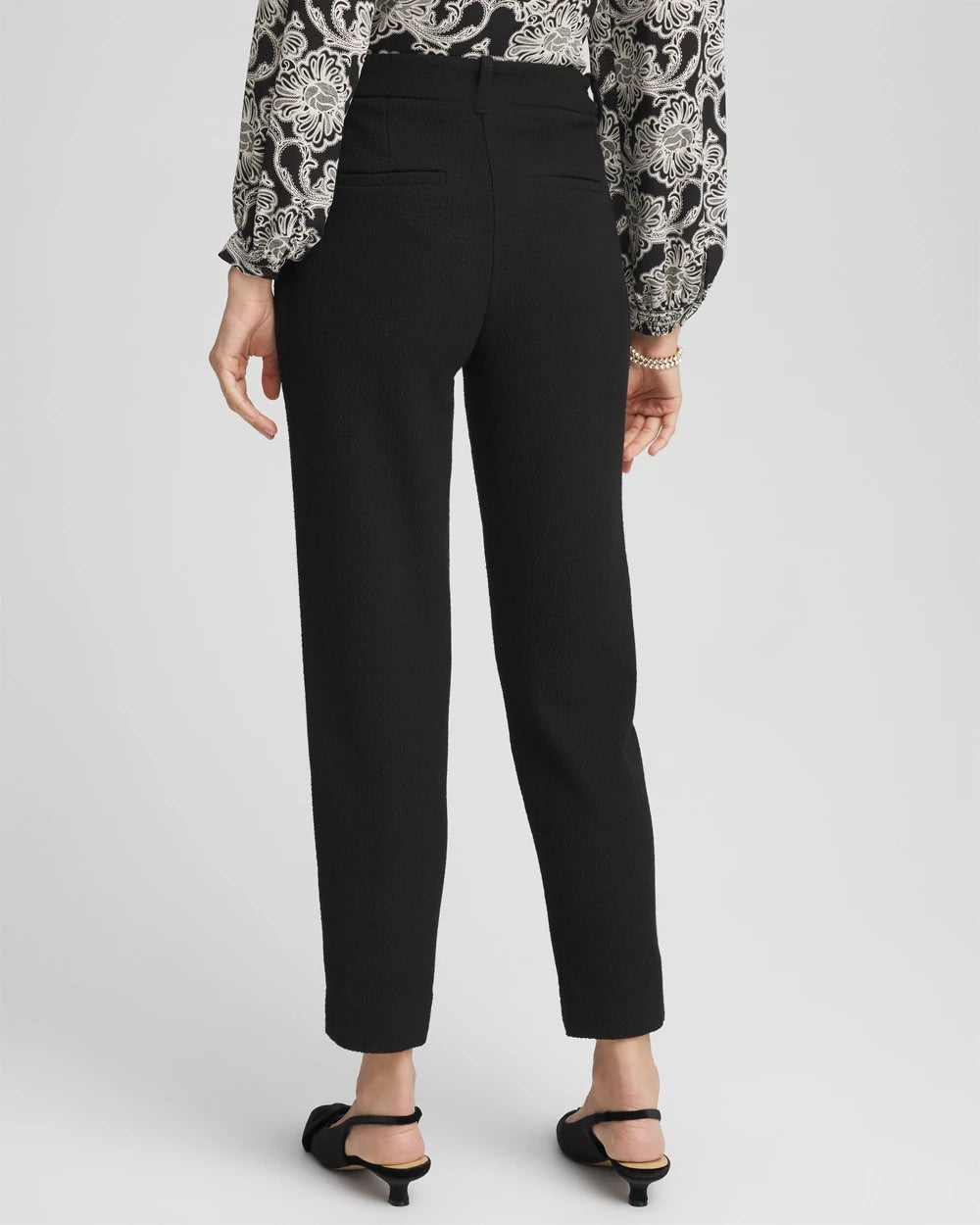 Chico's Women | Matelassé Slim Tapered Ankle Pants BLACK