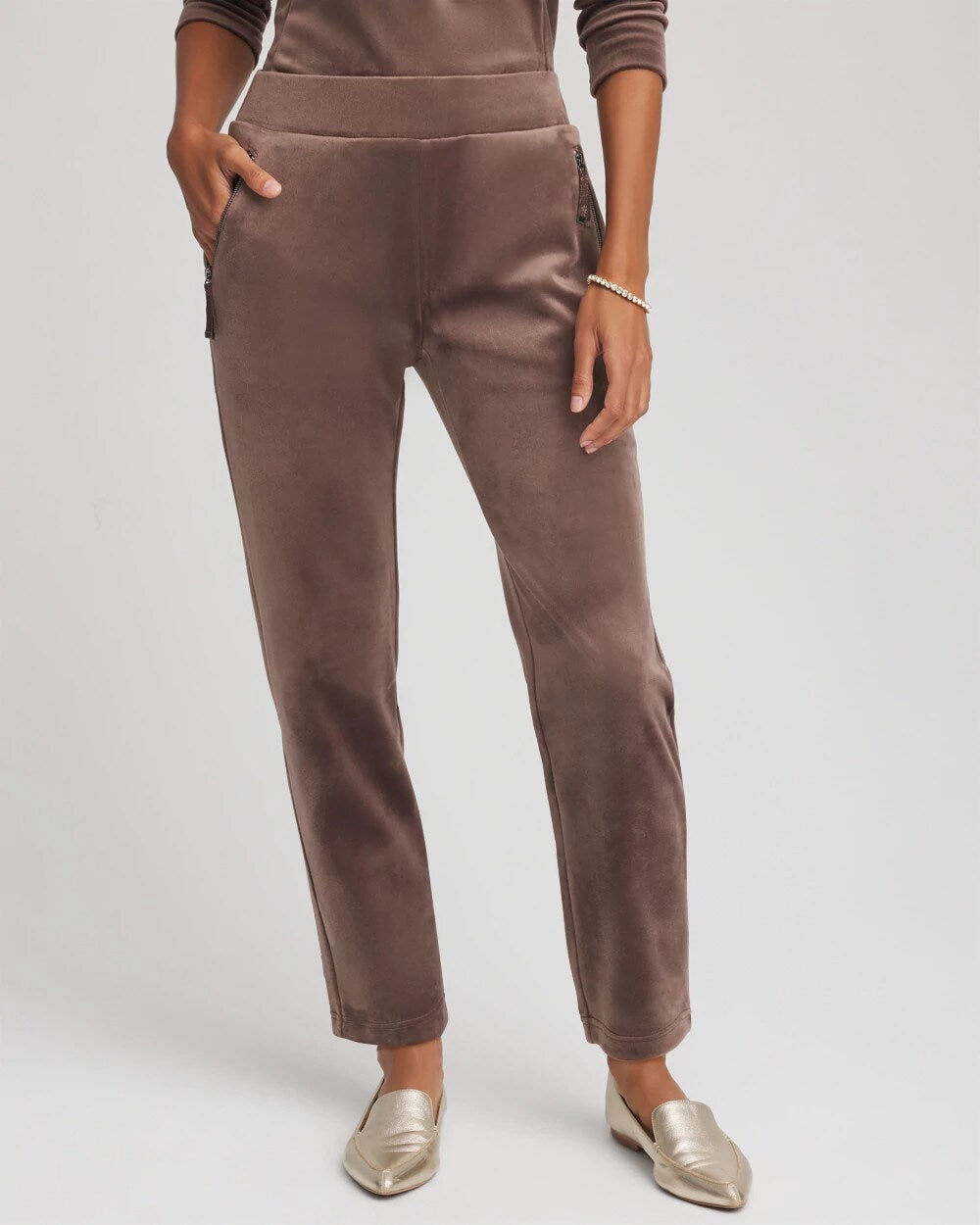 Chico's Women | Zenergy® Velour Tapered Ankle Pants WALNUT