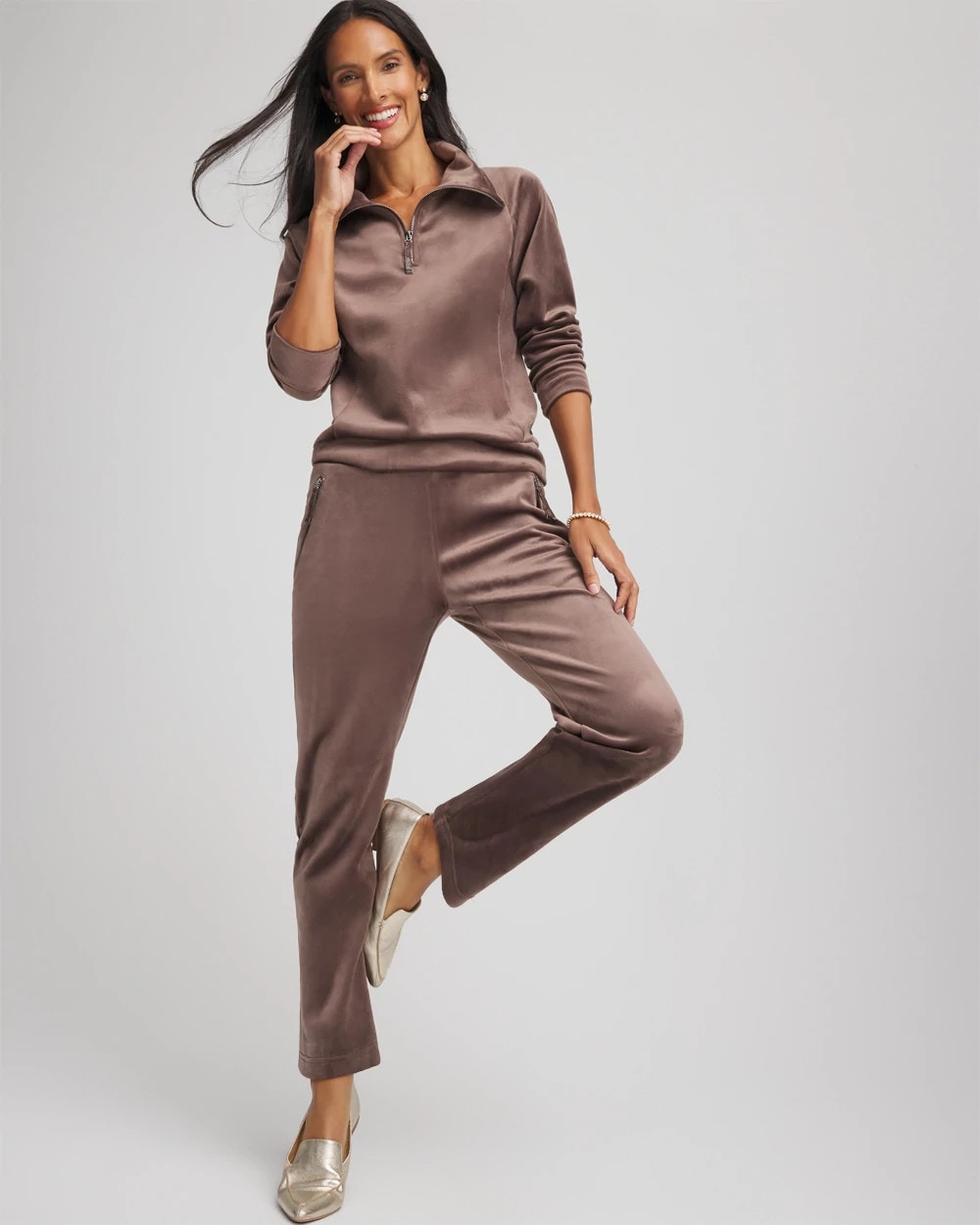 Chico's Women | Zenergy® Velour Tapered Ankle Pants WALNUT