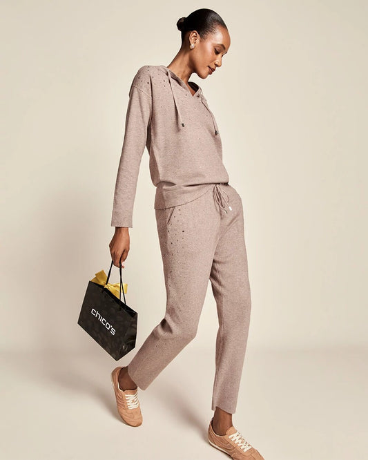 Chico's Women | Zenergy® Luxe Rhinestone Ankle Pants TAUPE HEATHER