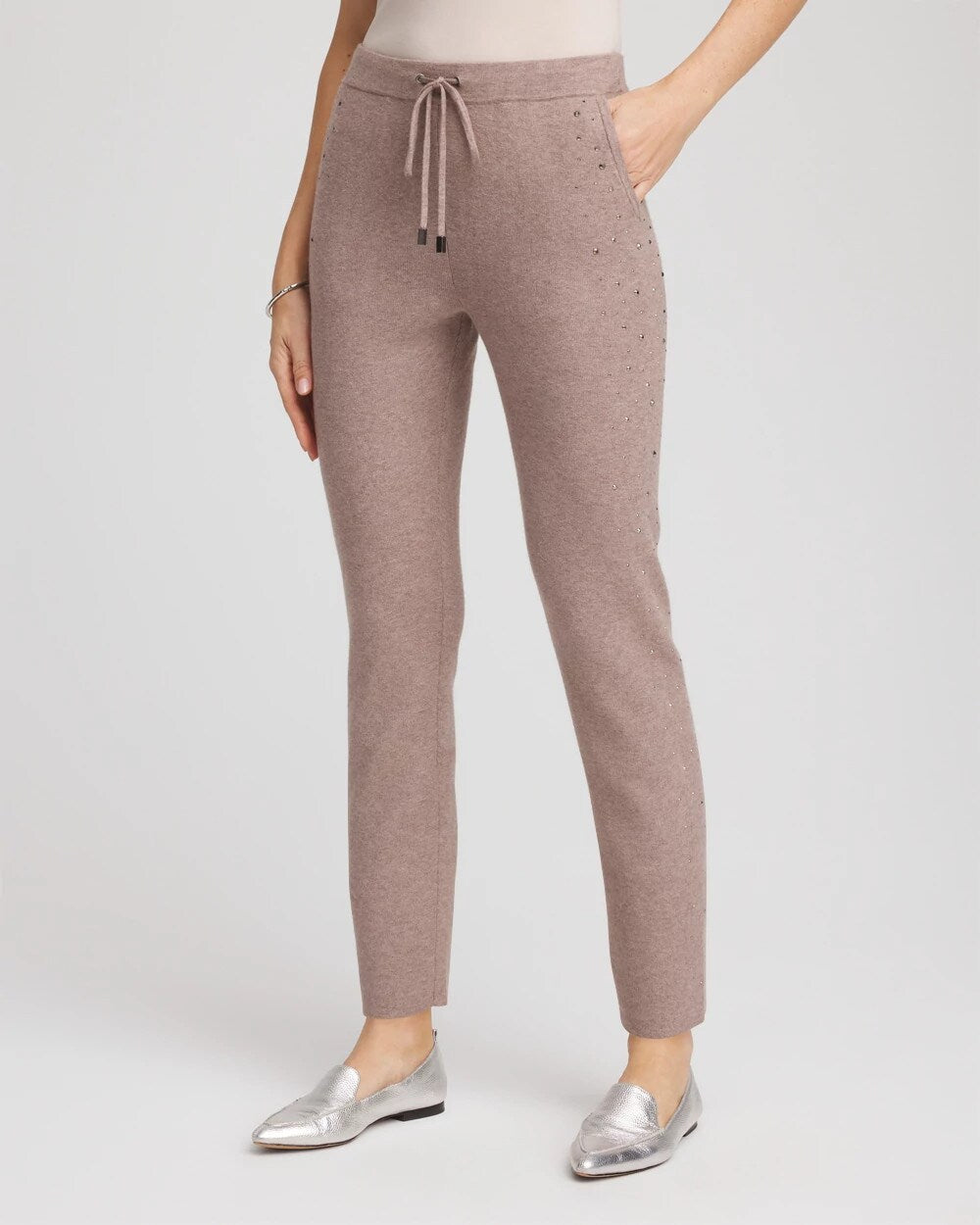 Chico's Women | Zenergy® Luxe Rhinestone Ankle Pants TAUPE HEATHER