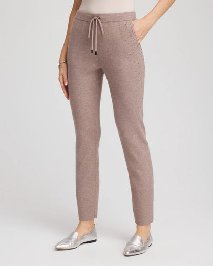 Chico's Women | Zenergy® Luxe Rhinestone Ankle Pants TAUPE HEATHER