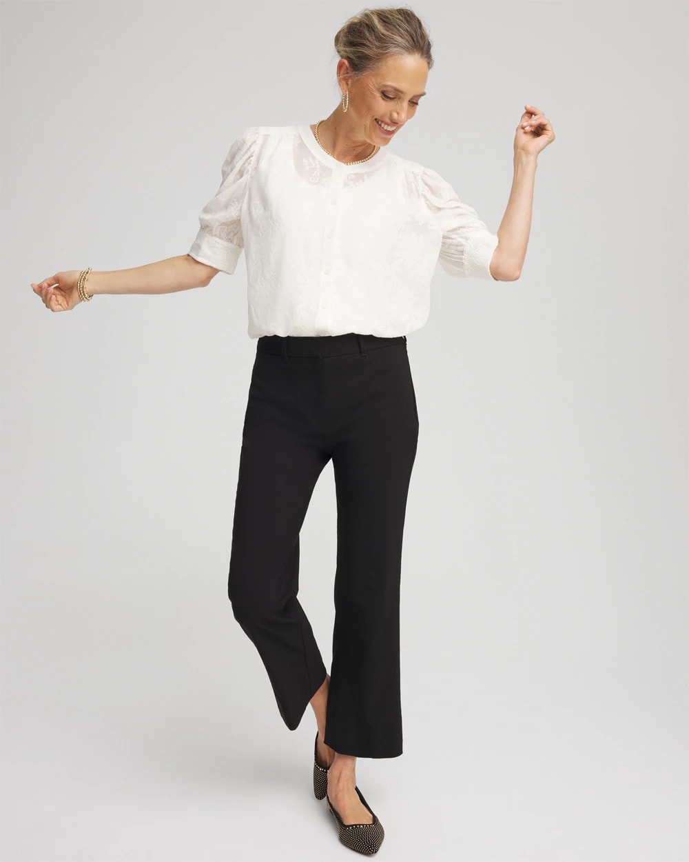 Chico's Women | Emme Cropped Flared Pants BLACK