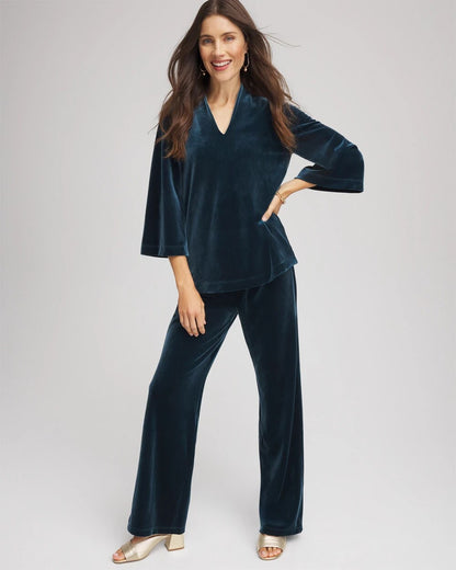 Chico's Women | Travelers™ Velvet No Tummy Pants TEAL SHADOW