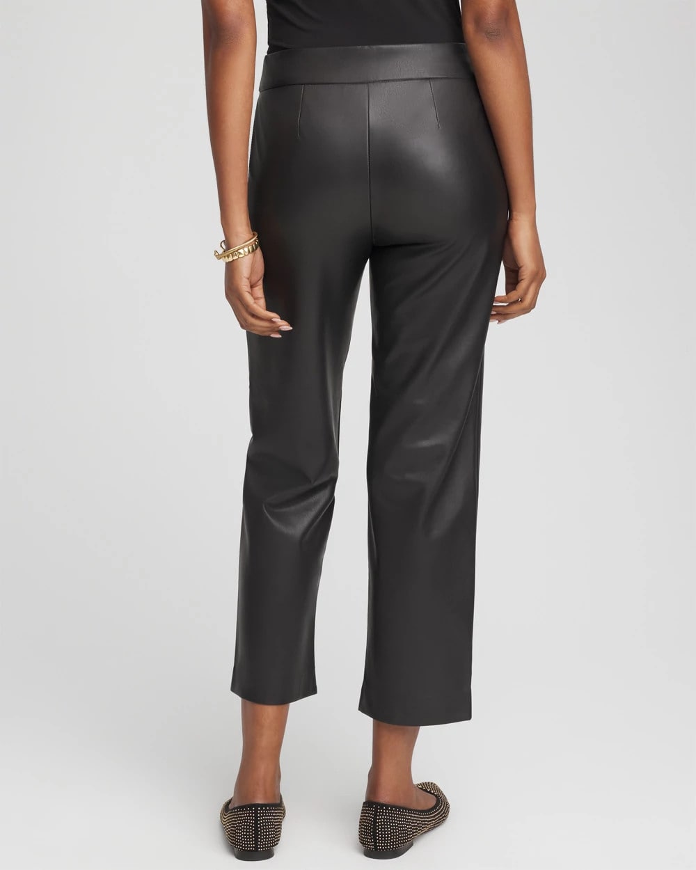 Chico's Women | Faux Leather Brigitte™ Pull-On Cropped Pants BLACK