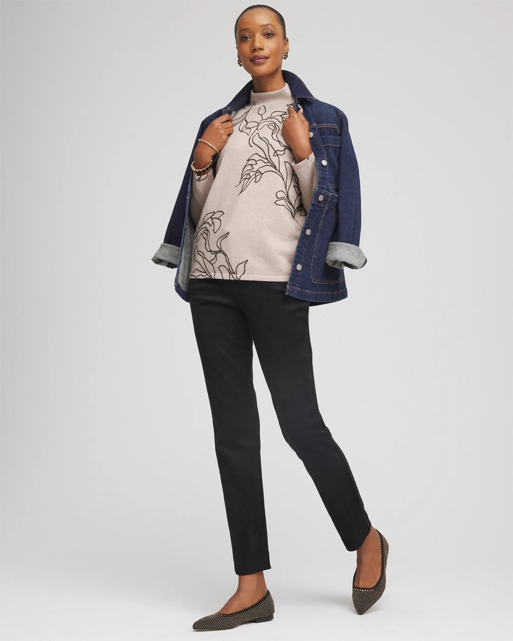 Chico's Women | Faux Suede Juliet Slim Ankle Pants BLACK
