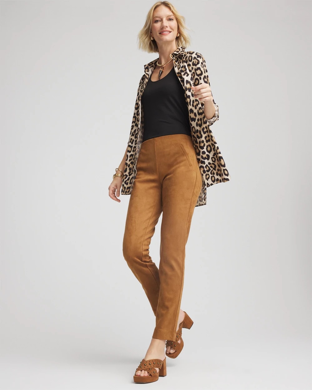 Chico's Women | Faux Suede Juliet Slim Ankle Pants BURNT SIENNA