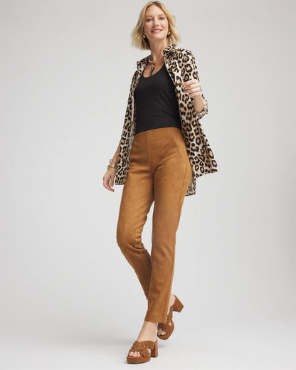 Chico's Women | Faux Suede Juliet Slim Ankle Pants BURNT SIENNA