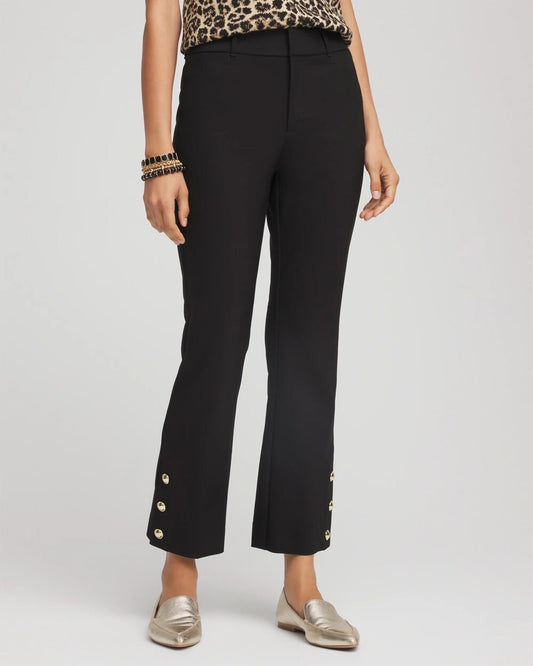 Chico's Women | Bi-Stretch Flared Button-Hem Cropped Pants BLACK