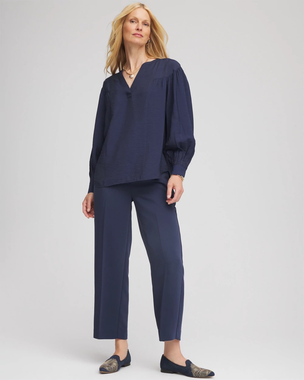 Chico's Women | Stretch Crepe Tapered Ankle Pants PASSPORT BLUE