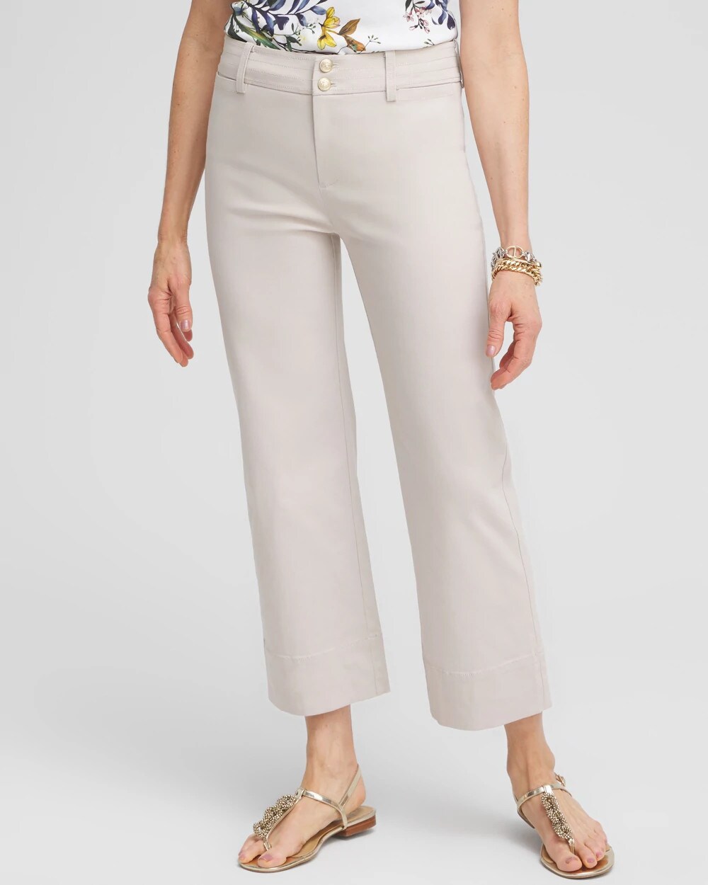 Chico's Women | Trapunto Straight Leg Cropped Pants SMOKEY TAUPE