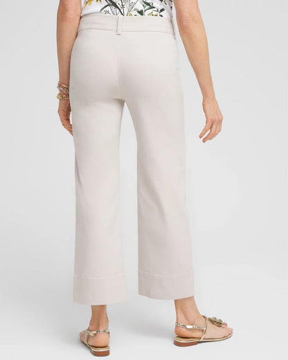 Chico's Women | Trapunto Straight Leg Cropped Pants SMOKEY TAUPE