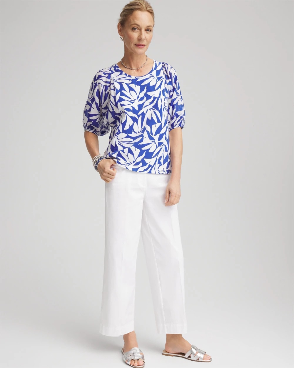 Chico's Women | Lightweight Relaxed Straight Cropped Pants ALABASTER