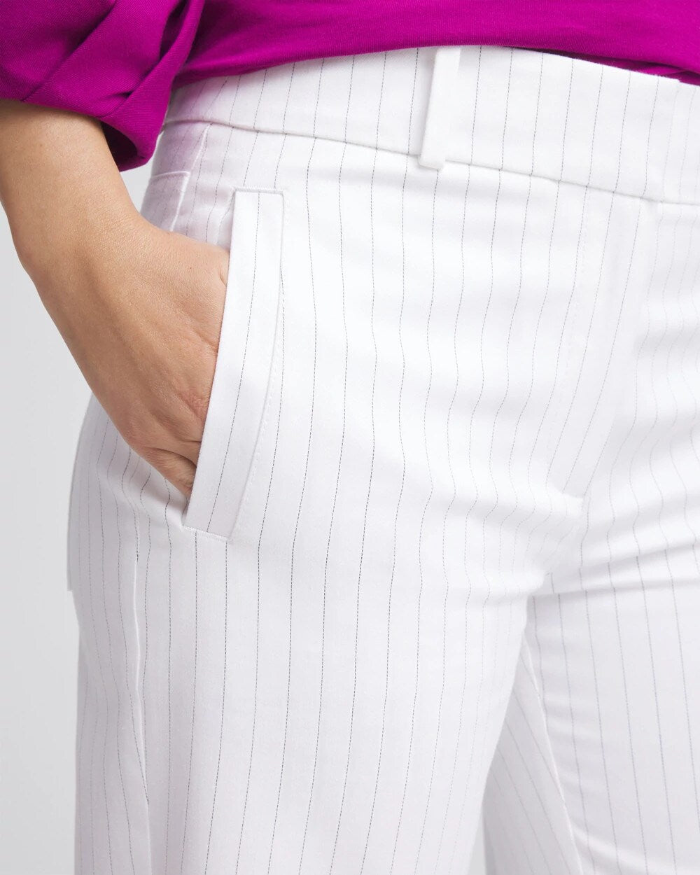 Chico's Women | Striped Straight-Leg Cropped Pants ALABASTER