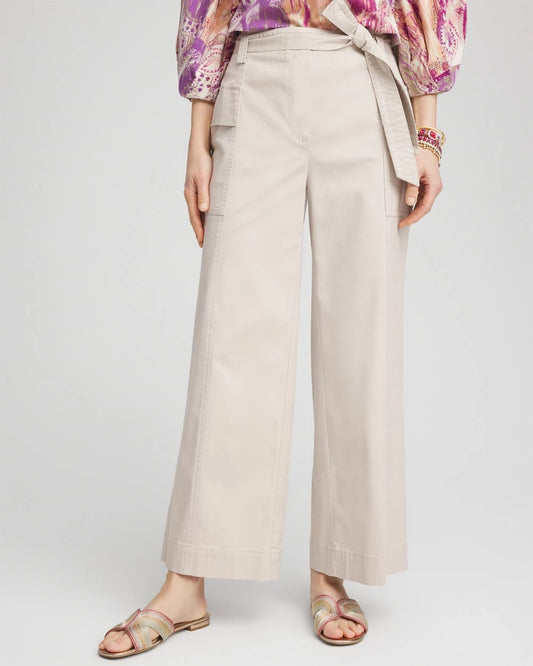 Chico's Women | Belted Twill Utility Cropped Pants SMOKEY TAUPE