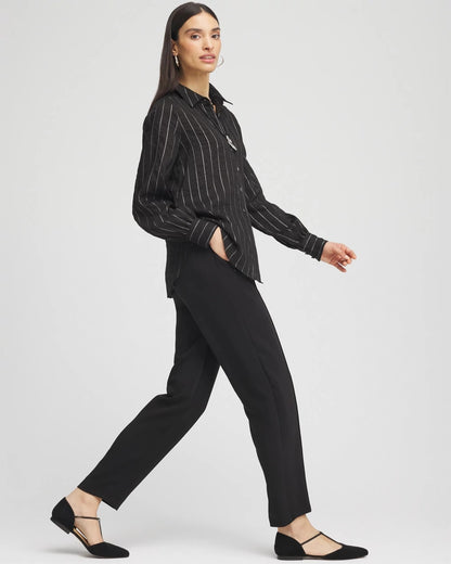 Chico's Women | Crepe Side-Zip Tapered Ankle Pants BLACK