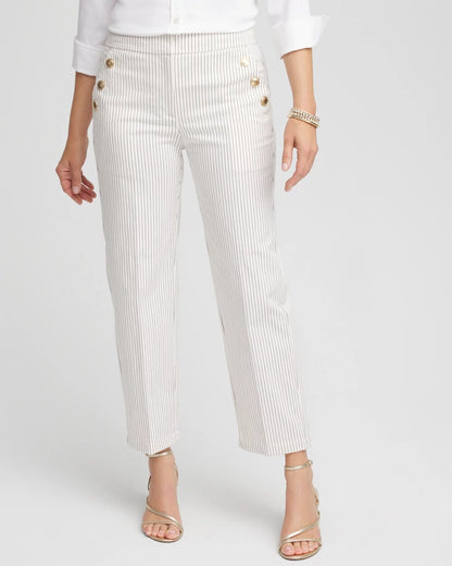 Chico's Women | Emme Striped Sailor Straight Crops ECRU