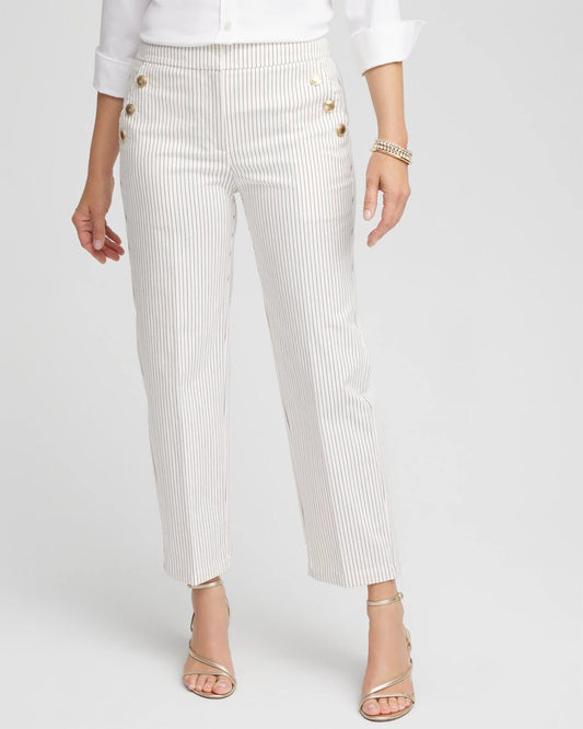 Chico's Women | Emme Striped Sailor Straight Crops ECRU
