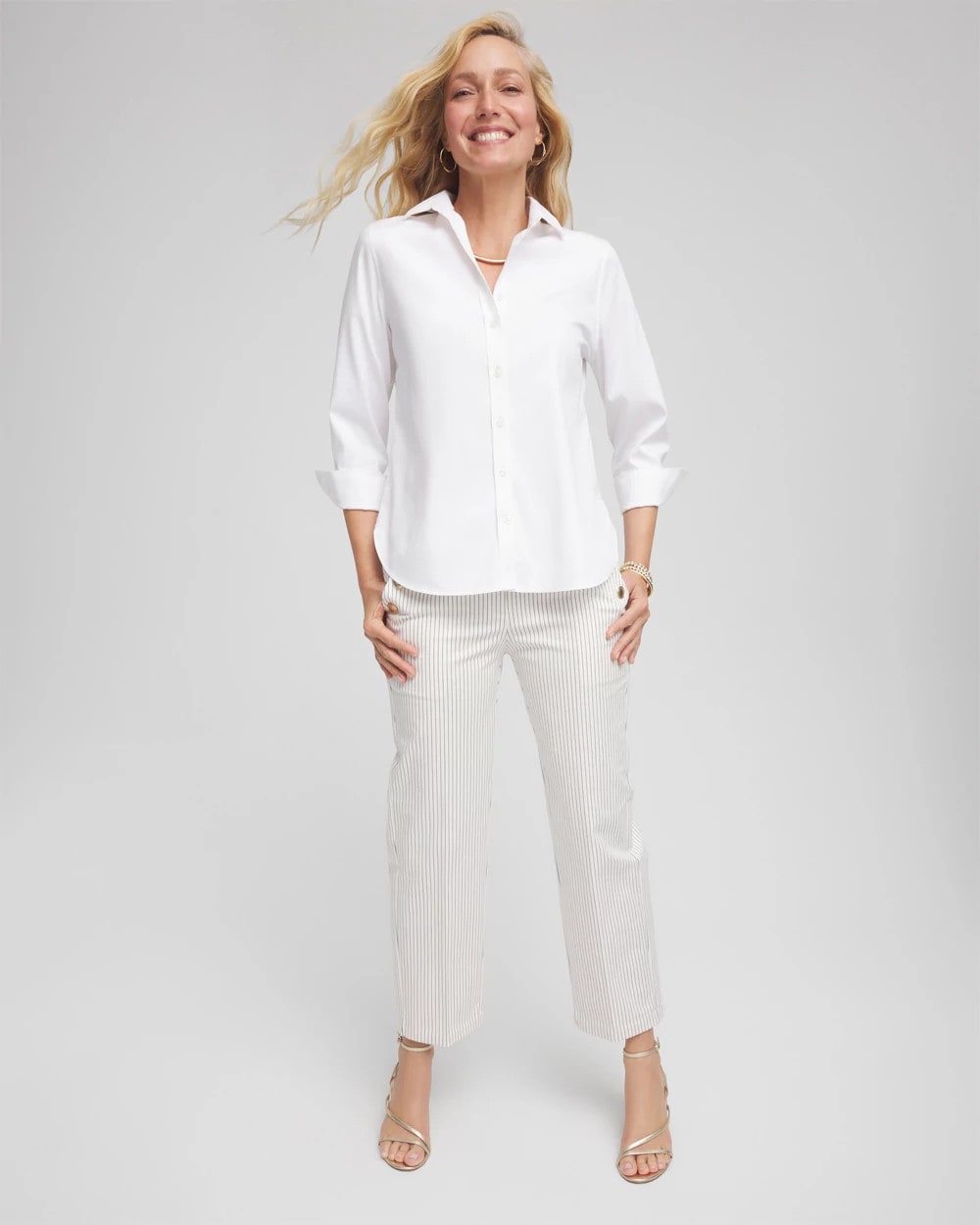 Chico's Women | Emme Striped Sailor Straight Crops ECRU