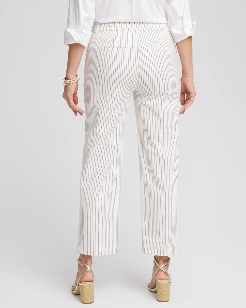 Chico's Women | Emme Striped Sailor Straight Crops ECRU