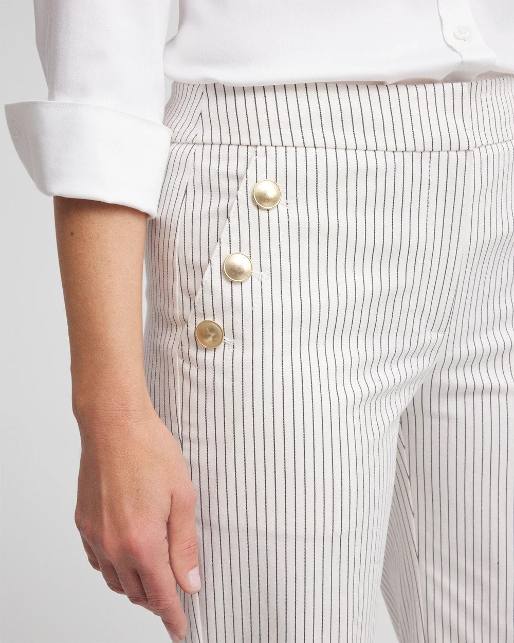 Chico's Women | Emme Striped Sailor Straight Crops ECRU