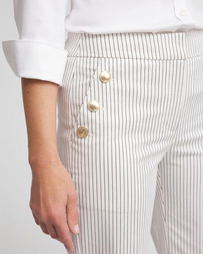 Chico's Women | Emme Striped Sailor Straight Crops ECRU
