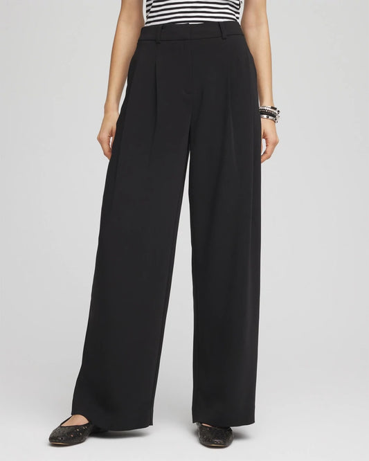 Chico's Women | Crepe Pleated Relaxed Pants BLACK