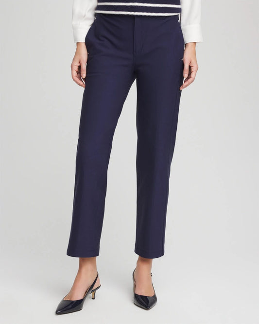 Chico's Women | Cotton Straight Ankle Trousers PASSPORT BLUE