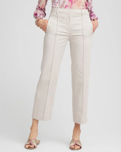 Chico's Women | Stretch Sateen Straight Cropped Pants SMOKEY TAUPE