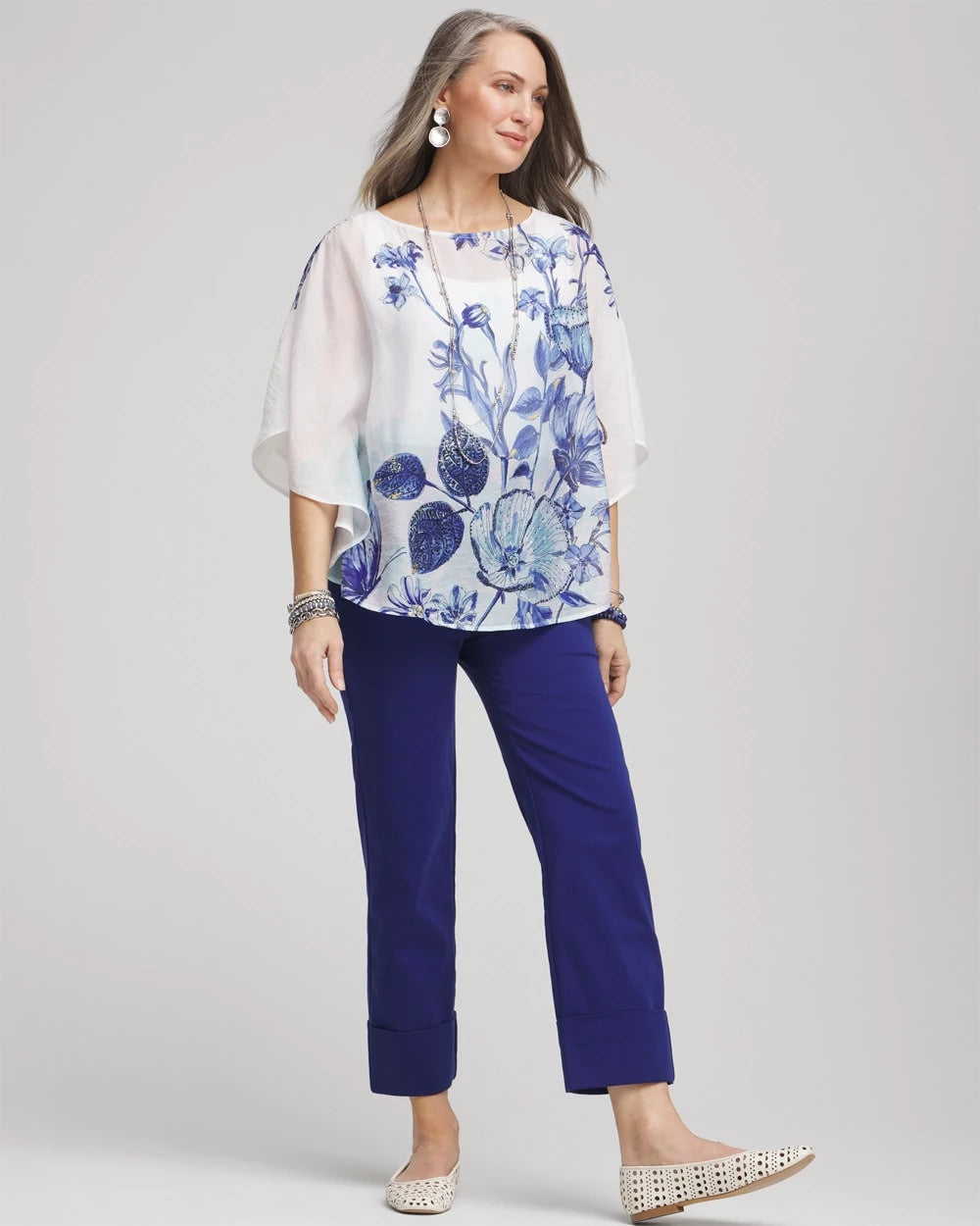 Chico's Women | Stretch Sateen Cropped Pants BLUE CASA