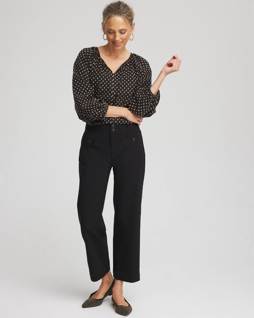 Chico's Women | Emme Four Pocket Straight Cropped Pants BLACK