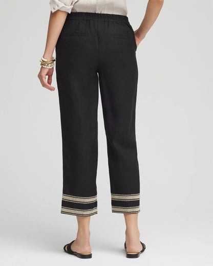 Chico's Women | Linen Elastic Waist Cropped Pants BLACK