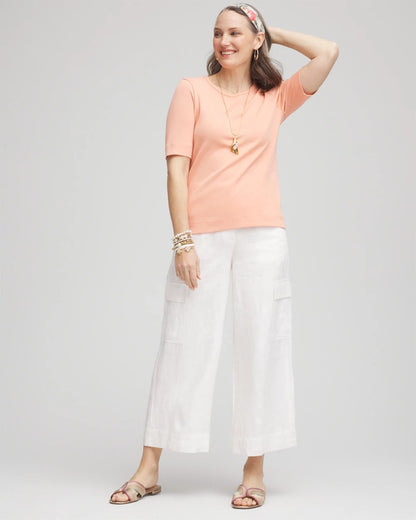 Chico's Women | Linen Cargo Wide-Leg Cropped Pants ALABASTER