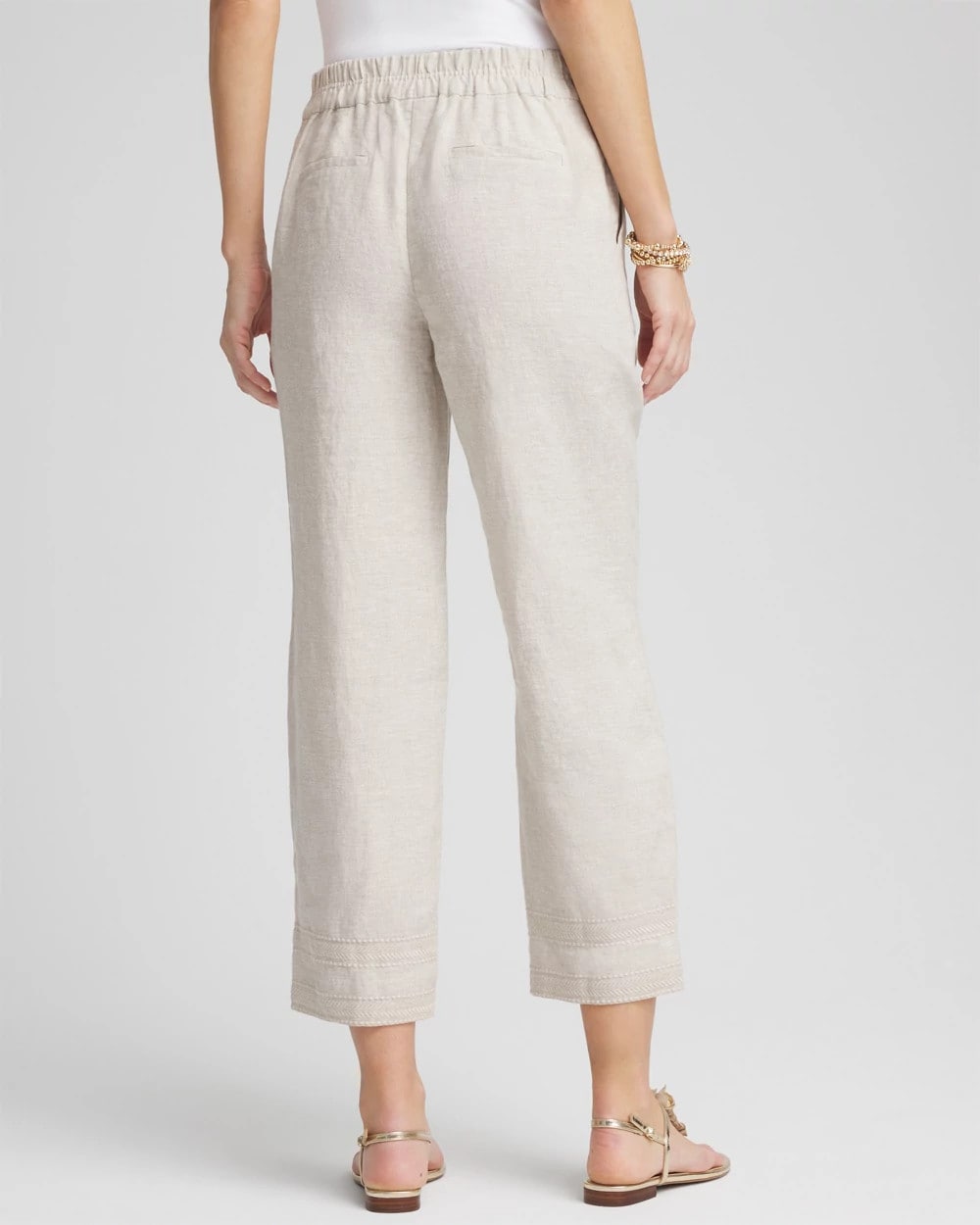 Chico's Women | Linen Pull On Waist Cropped Pants OATMEAL