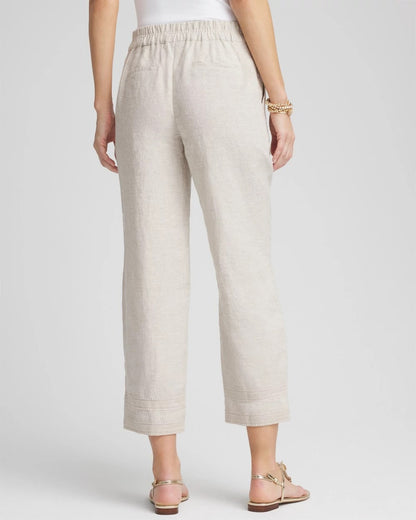 Chico's Women | Linen Pull On Waist Cropped Pants OATMEAL
