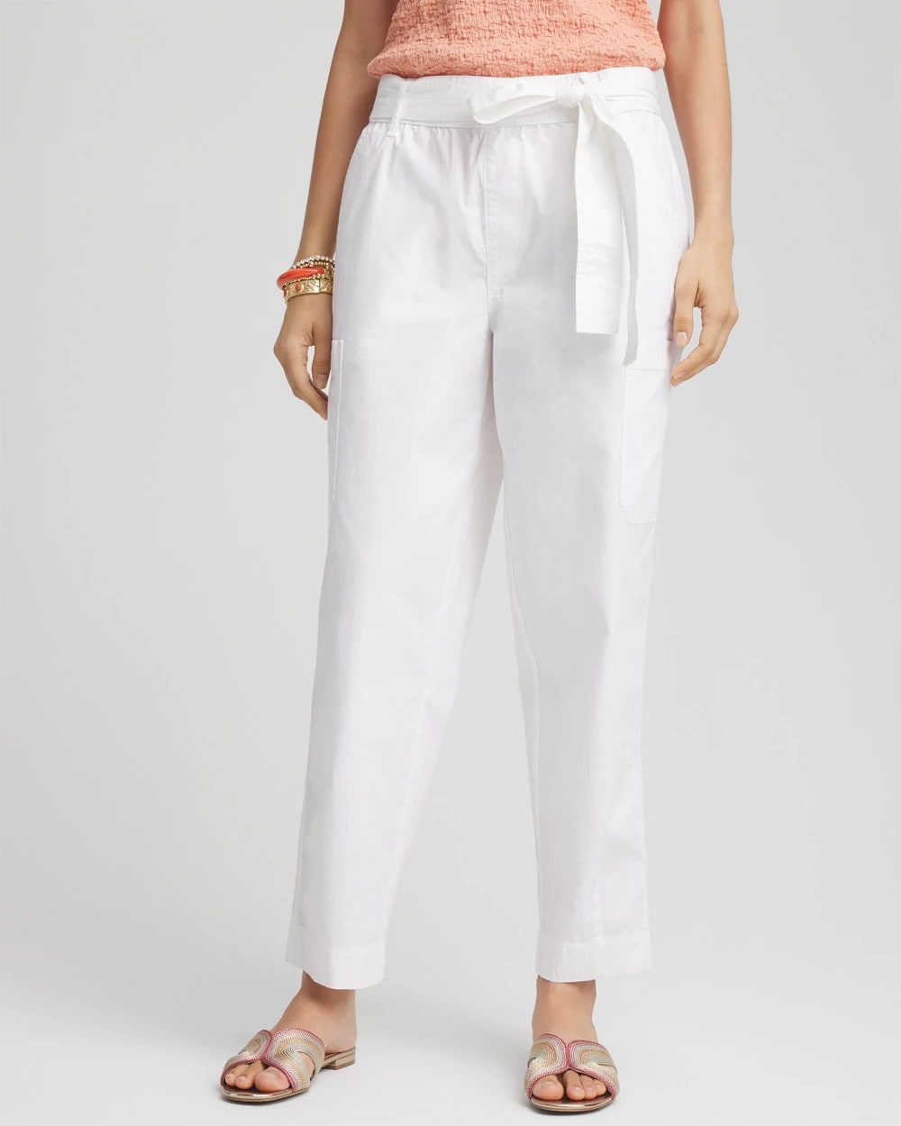 Chico's Women | Poplin Pull-On Tapered-Leg Cropped Pants ALABASTER