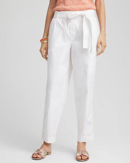 Chico's Women | Poplin Pull-On Tapered-Leg Cropped Pants ALABASTER