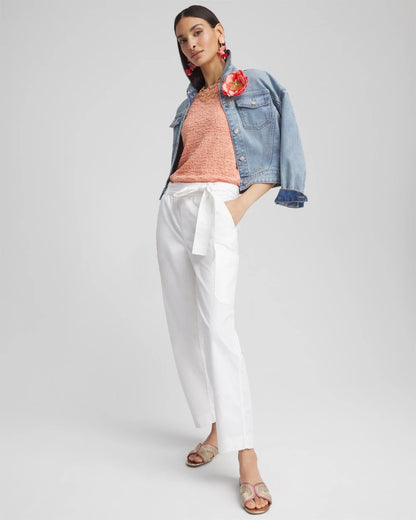 Chico's Women | Poplin Pull-On Tapered-Leg Cropped Pants ALABASTER