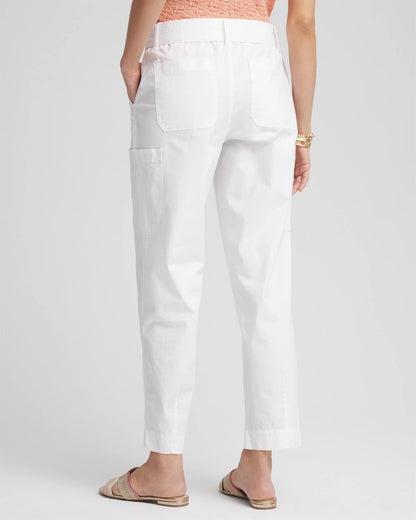 Chico's Women | Poplin Pull-On Tapered-Leg Cropped Pants ALABASTER