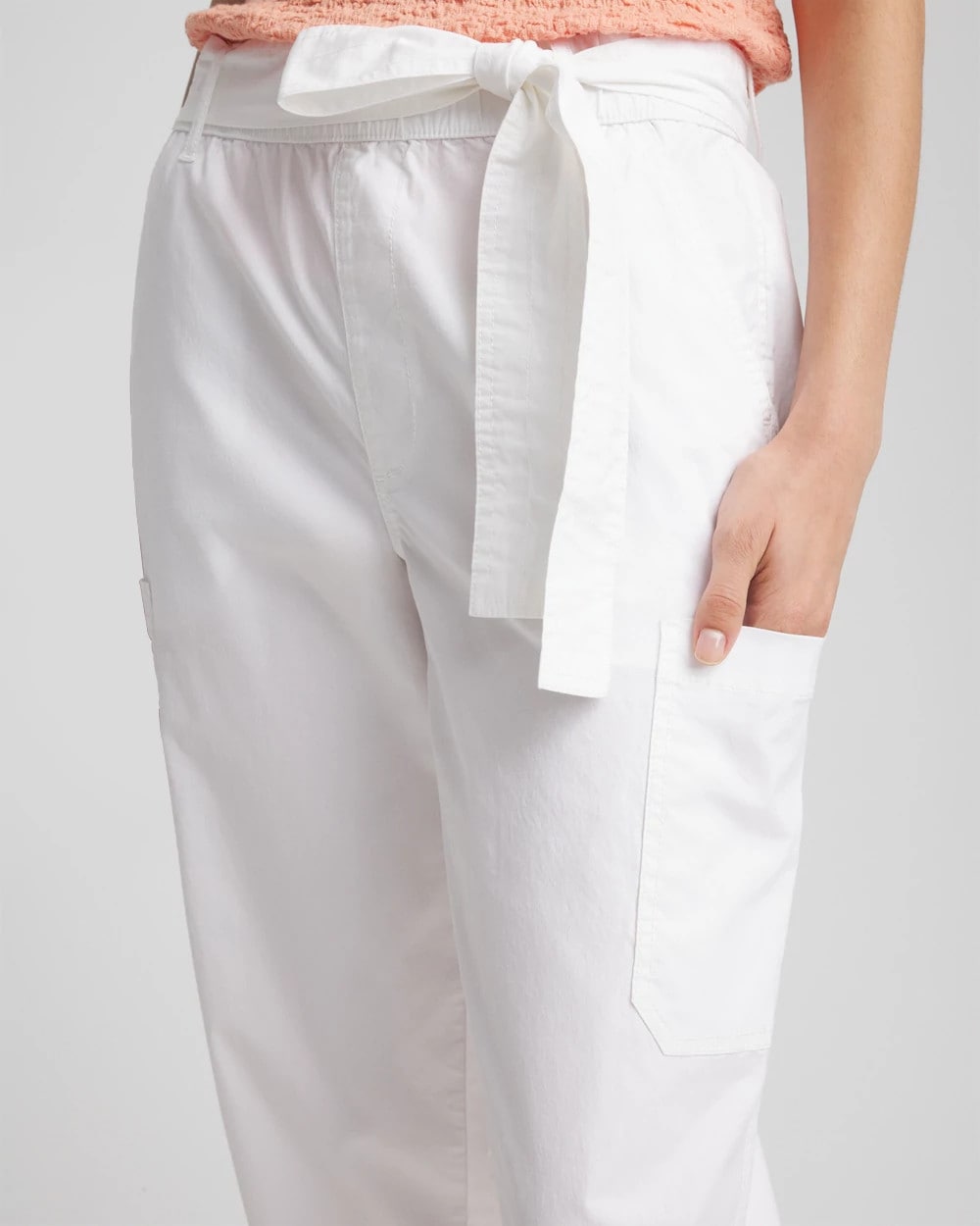 Chico's Women | Poplin Pull-On Tapered-Leg Cropped Pants ALABASTER