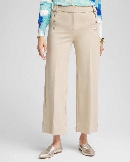 Chico's Women | Button Knit Twill Cropped Pants WILD TRUFFLE