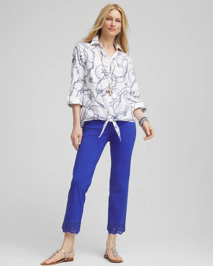 Chico's Women | Brigitte™ Pull-On Cutwork Cropped Pants RICH COBALT